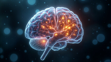 Fototapeta premium Illuminated Brain with Neural Connections