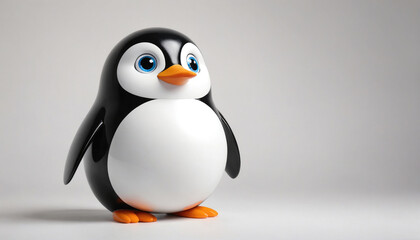 A cartoon penguin stands on a white background