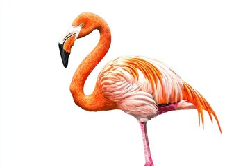 Obraz premium Isolated pink flamingo illustrated on a white background