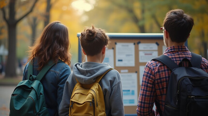 Fototapeta premium Exploring Autumn Campus Bulletin Board