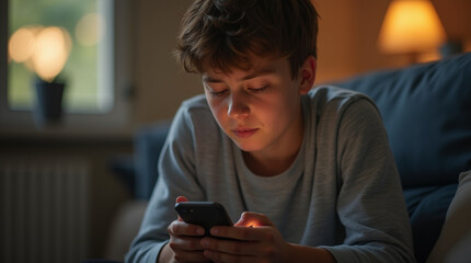 Teen Engaged with Mobile Device