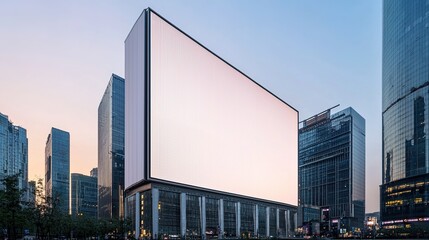 Mockup of large outdoor billboard with digital content displayed in a metropolitan area