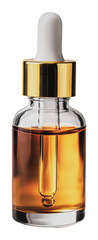 PNG Golden serum in a glass dropper bottle on display
