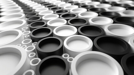 Fototapeta premium Black and white round abstract background image.