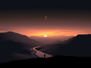 sunset in the mountains