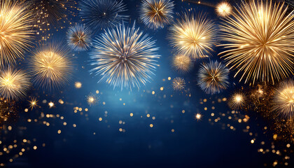 Naklejka premium A dazzling display of fireworks bursts into colorful patterns against a clear night sky, creating an atmosphere of celebration and excitement. Perfect for festive occasions. Background