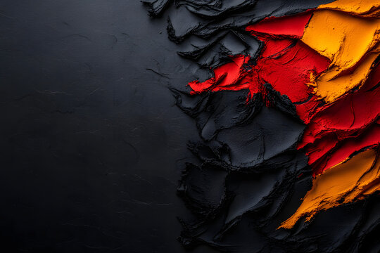 K&uuml;nstlerische Darstellung der deutschen Flagge als Farbtextur auf dunklem Hintergrund