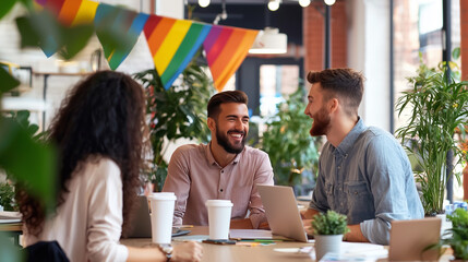 Celebrating Diversity and Inclusivity During LGBT Pride Day at the Vibrant Office Space, Fostering a Sense of Community and Acceptance