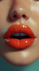 Obraz premium Glossy lips with striking detail