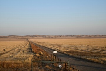 Scenic view of California ranch lands with hills and blue sky