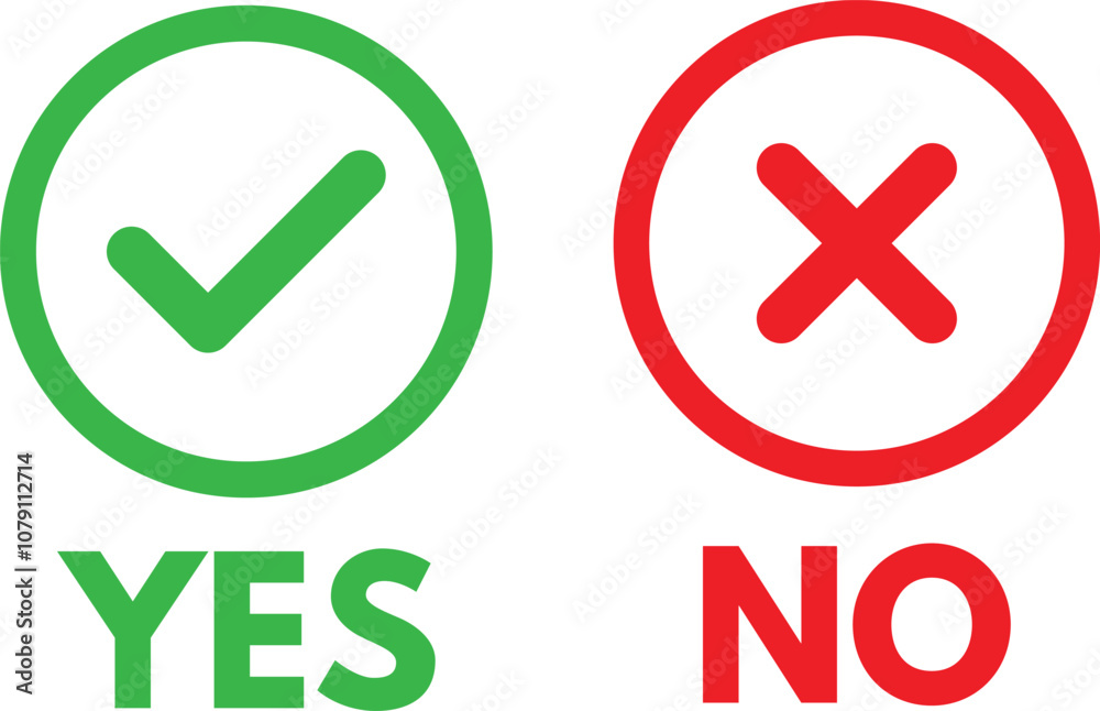 Fototapete yes or no check mark icons isolated on white background . yes and no check marks with text . agree a