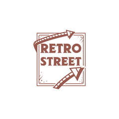 Retro Street and Street Signs Vector Art Illustration