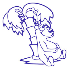 Funny Bear Brown Bear Grizzy Island Leaning On Sun Beach Vacation South Seas Tropical Warm Weather Caribbean Nature Lover Summer Holiday Life Isolated T-Shirt Poster Sticker Print Illustration Design