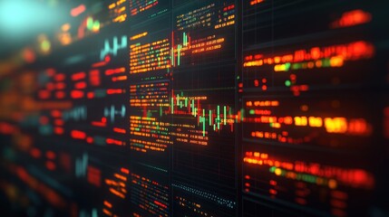 Obraz premium Abstract digital background with glowing stock market data.