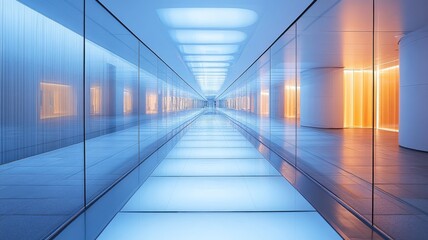 An airy podium with a glossy surface suspended in a minimalistic, futuristic environment. Generative AI