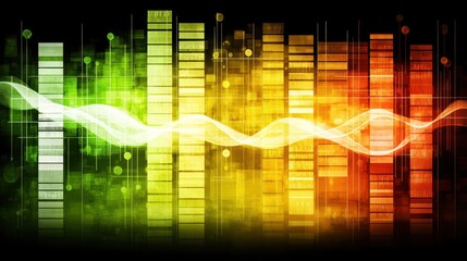 Abstract digital equalizer with glowing wave.