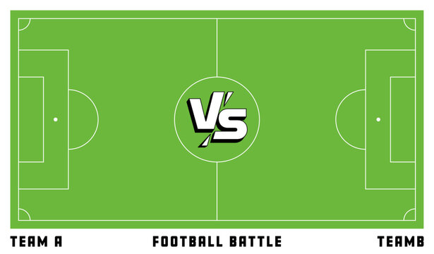 Football court with a VS sign on central. Concept of sport match between two teams, Team A and Team B. Can be used for sports graphics, posters, or event promotions. Vector illustration - Powered by Adobe