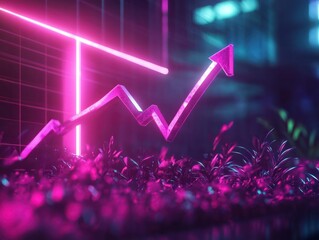 Growth arrow up and progress success business skill increase improvement graph on market profit stock background with goal of achievement futuristic finance economy Ai Generative