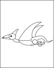 It's a cute cartoon dinosaur coloring page with vector illustrations.