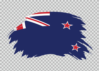 Flag of New Zealand with distressed paint stroke brush effect on isolated background