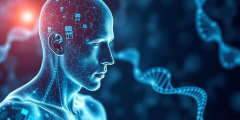 A close-up of a DNA molecule being edited with CRISPR technology, symbolizing the concept of biohacking and human enhancement, biohacking, performance enhancement