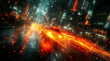 Obraz premium night traffic in the city
