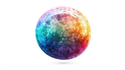 iridescent bubble, single floating bubble, abstract color gradients, high-resolution, isolated on white background 