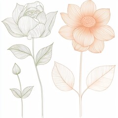 Delicate Floral Icons in Soft Pastel Hues   Elegant Botanical on White Background