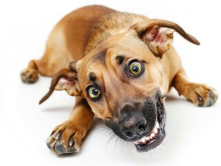 Playful dog with a mischievous expression isolated on white