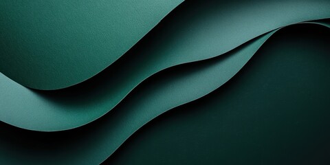 Fototapeta premium 深い緑の紙が美しく重なり合い、曲線を描いているアートワークの詳細な表現