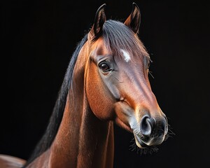 Obraz premium Portrait a bay horse showcasing its striking features
