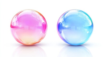 Obraz premium realistic soap bubbles, gentle colors, high-definition close-up, luminous reflection, isolated on white background