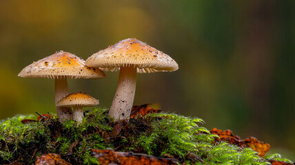 Mushrooms and green moss.