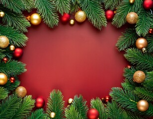 Marco navideño, con coleres rojo, berde y dorado, espacio para texto