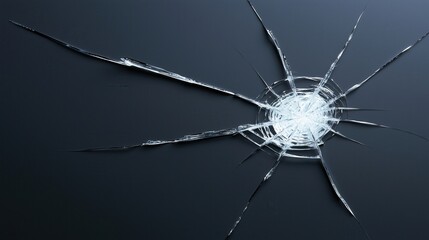 Shattered window with a spider web pattern. Concept of brokenness and vulnerability