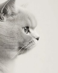 Portrait of a British Shorthair Cat with Round Face and Amber Eyes, Perfect for Cat Lovers and Breed Enthusiasts

