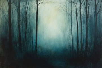 Fototapeta premium dark forest in the fog