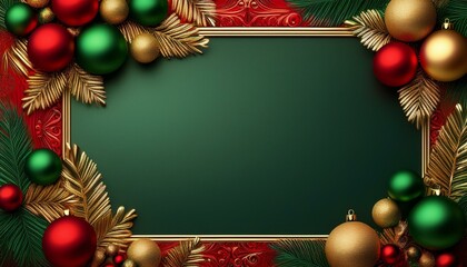 Marco navideño, con coleres rojo, berde y dorado, espacio para texto
