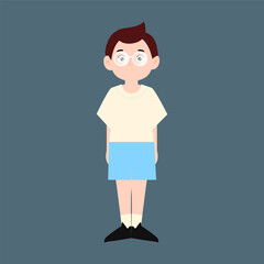 School man wearing uniform clothes cartoon design stock. Junior high school students with backpacks and books, male and female school pupils flat vector illustration set. Happy friends going to school