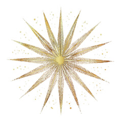PNG Golden starburst with sparkles on white