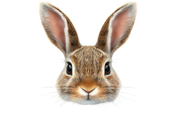 Obraz premium Minimalist cute rabbit face icon featuring soft details and expressive eyes