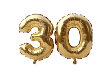 Golden number 30 balloon  for celebrations