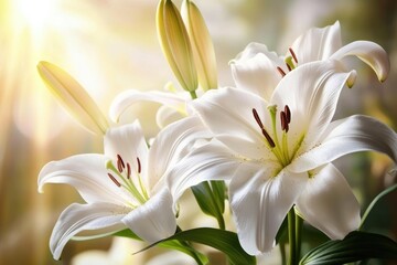 Fototapeta premium Radiant Blooms: A Botanical Symphony of Vibrant Spring Flowers in Ethereal Light