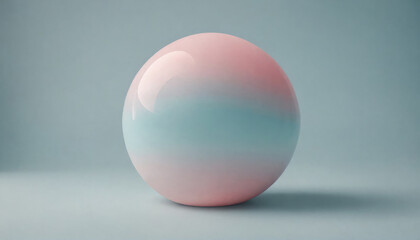 Obraz premium A pink and blue sphere sits on a light blue surface