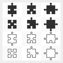 Naklejka premium Set of Puzzle piece,jigsaw puzzle vector illustration isolated on white background
