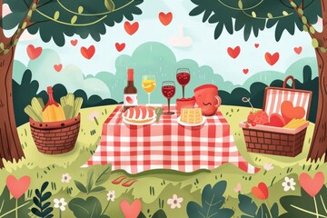 picnic in the park, valentine day