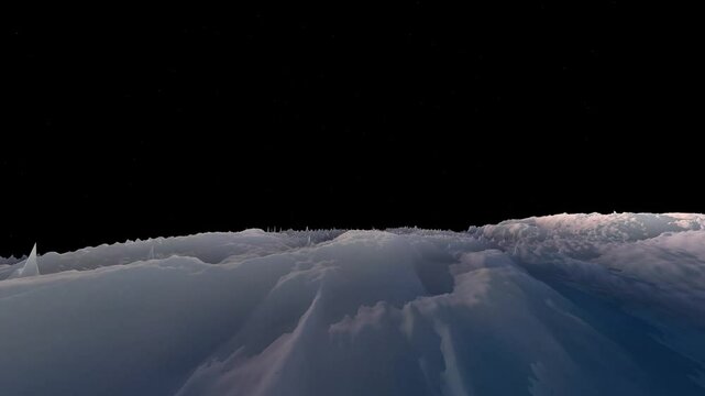 The icy planet Pluto and its surface animaton