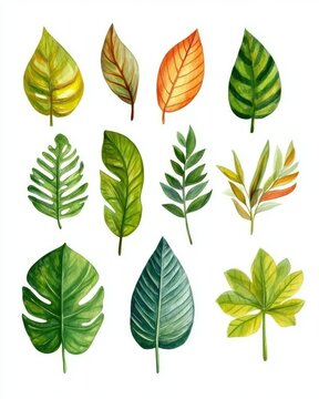 Tropical Paradise: Exotic Leaves and Flowers in Vibrant Watercolor Illustration, Perfect for Wedding Invitations and Decor