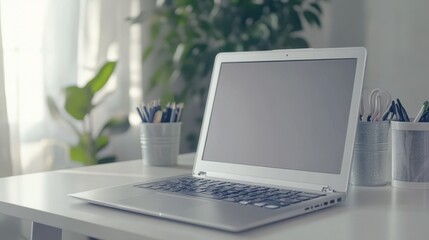 Fototapeta premium The Modern Workspace with Laptop