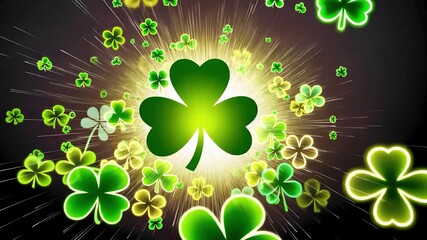 Glowing shamrocks with sparkling festive background